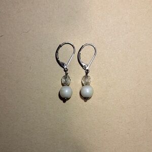 Elegant Silver and White Drop Earrings